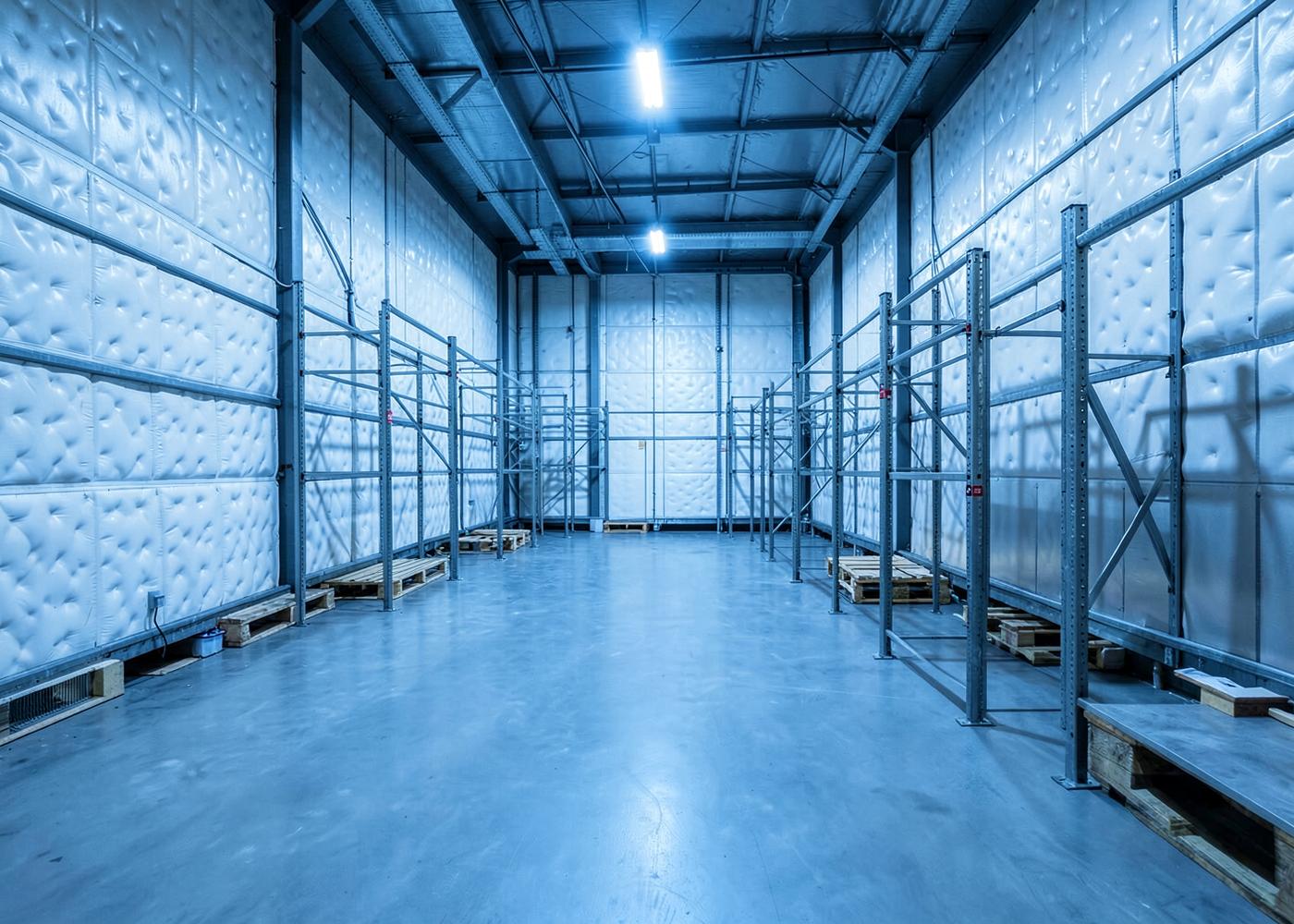 Insulated cold storage room interior with panel walls